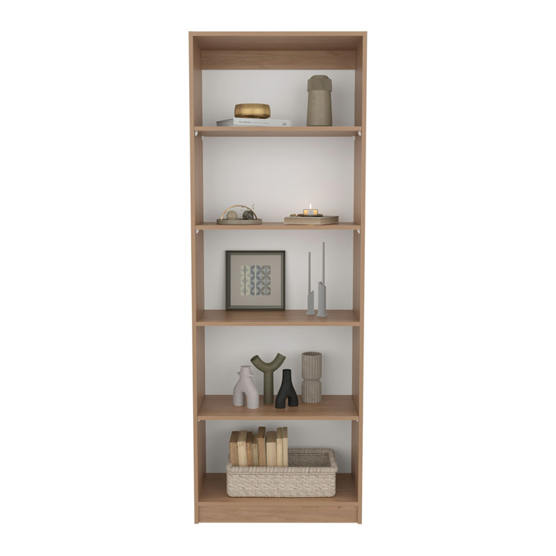Bibliothèque à 4 niveaux avec rangement moderne pour livres et décor, (5 tablettes) H 71,1 po x l 24,7 po x P 11,7 po