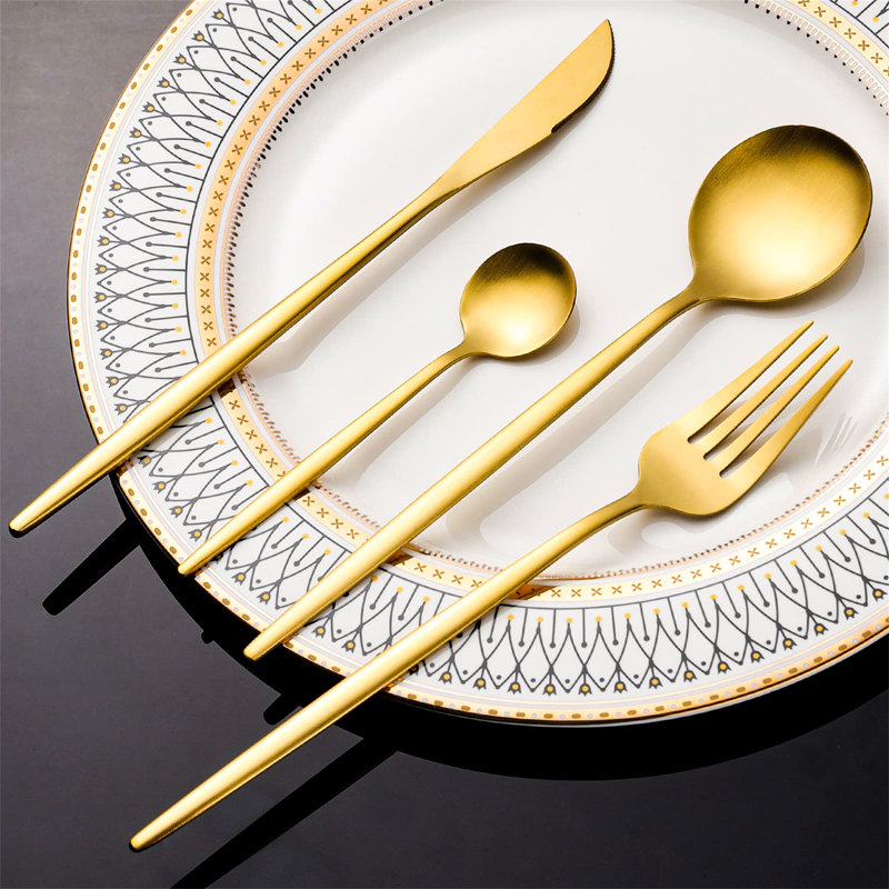 Fairmont Park Ahman 24 Piece Stainless Steel Cutlery Set , Service for 6, Matte Gold