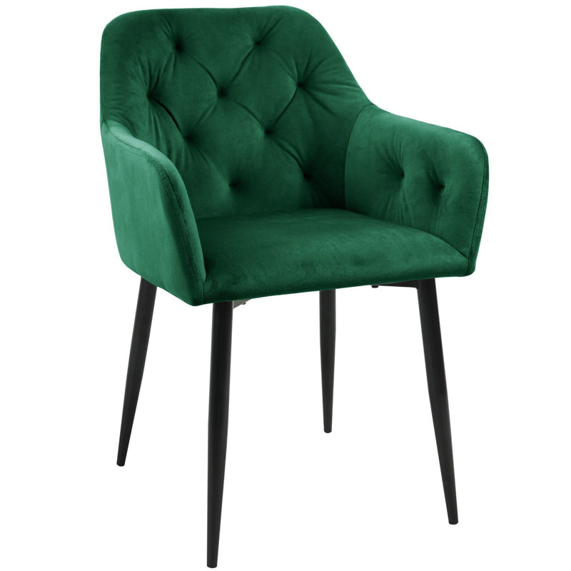 Adrianah 49cm H Tufted Velvet Upholstered Upholstered Back Side Chair in Green