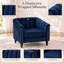 Ensemble de salon bleu marine 3 pièces avec canapé, causeuse et fauteuil capitonnés.-316169620