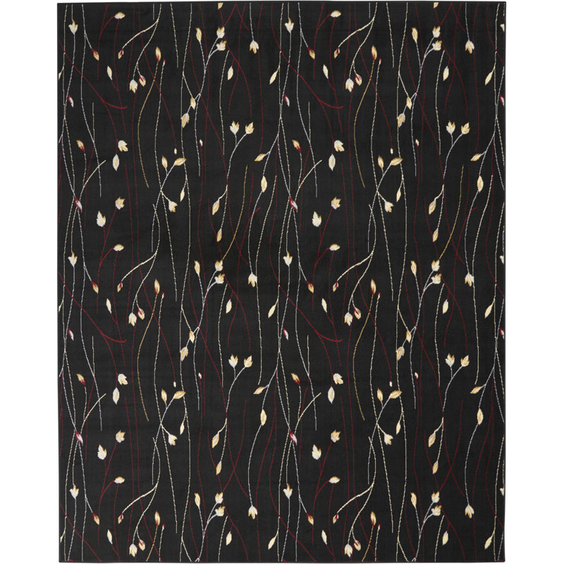 Tapis noir Bo Botanical Eclectic, Rectangle 7'10" x 9'10"