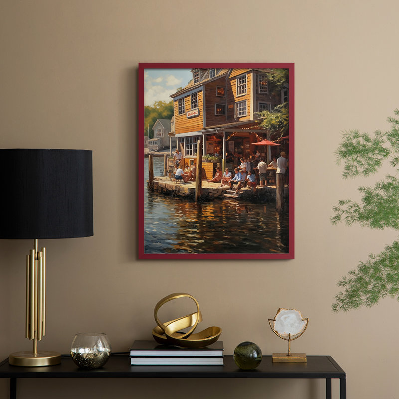 NAUTICAL Series DCXXVI Framed Print - Solid Wood, 30" H x 24" W, Red