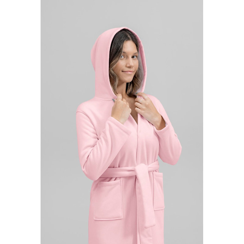 Luchia Cotton Terry Cloth Girl / Woman+  Above Knee Bathrobe with Pockets and Hood, S