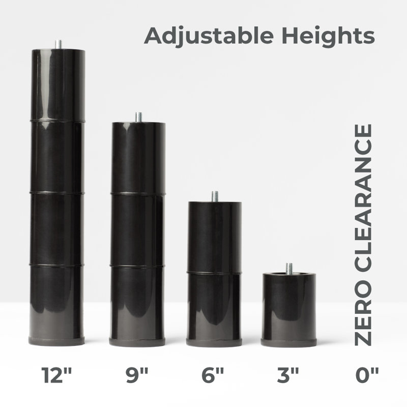 Base réglable Cariloha - hauteur réglable de 6 po, 9 po et 12 po - Blanc, Simple extra long