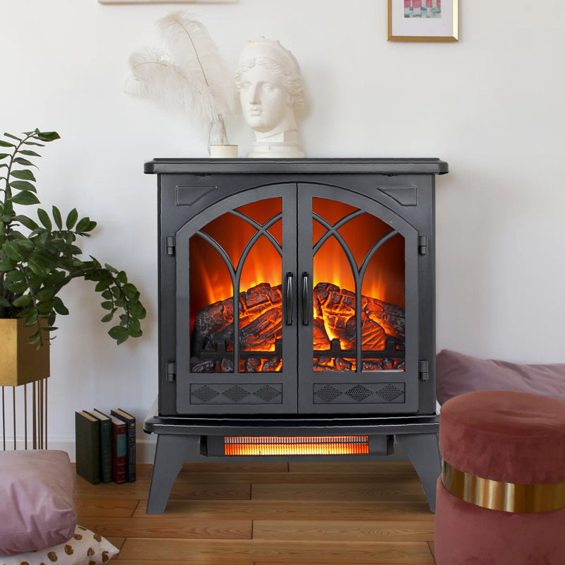 Alen Inch 3d Flame Electric Infrared Quartz Double Door  Fireplace With Remote Control Advanced Safety Features Overheat Protection