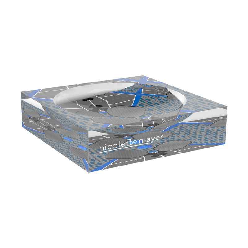 Decorative Tray, 8"W x 8"D x 2"H, Silver Blue