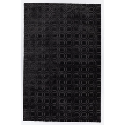 Kaelynn Authentic Hand-Woven Black Dhurrie Rug