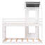 Lit simple au-dessus d'un lit superposé blanc avec base fiable - Toit en bois, fenêtre, garde-corps, construction en bois de pin (blanc-1422583941