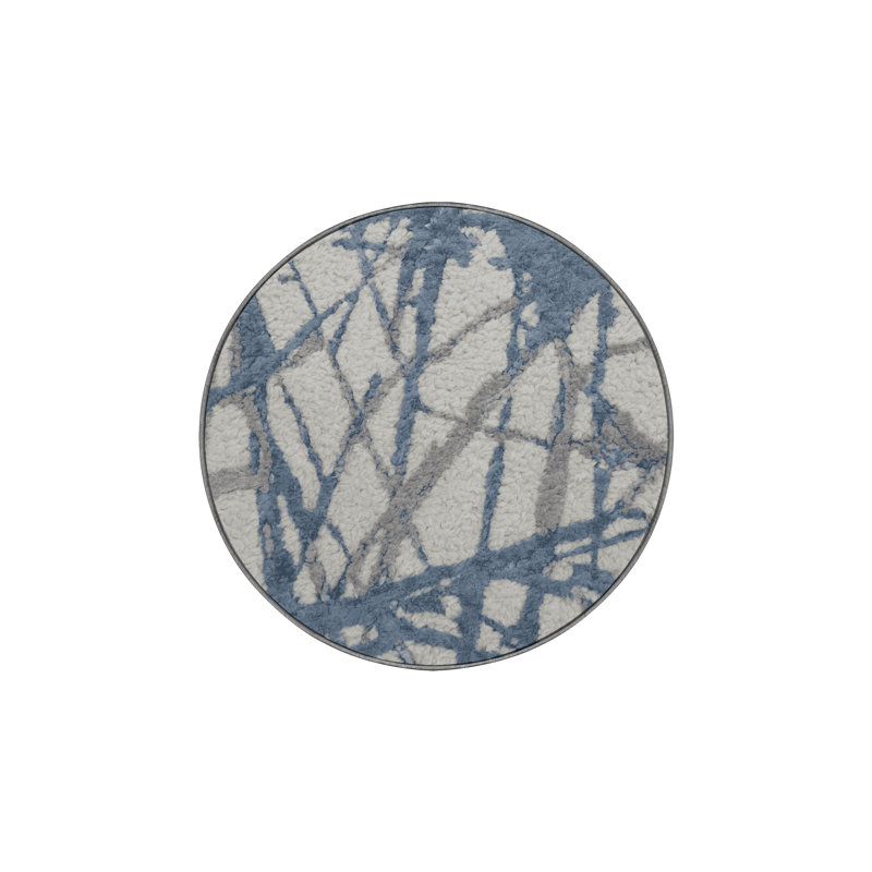 Tapis gris soyeux et moelleux, Rond 4 pi