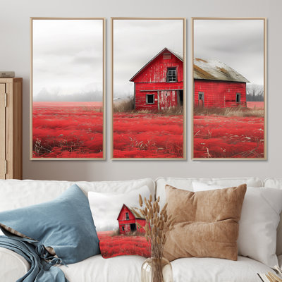 Ensemble de salon mural rouge et gris Autumn I