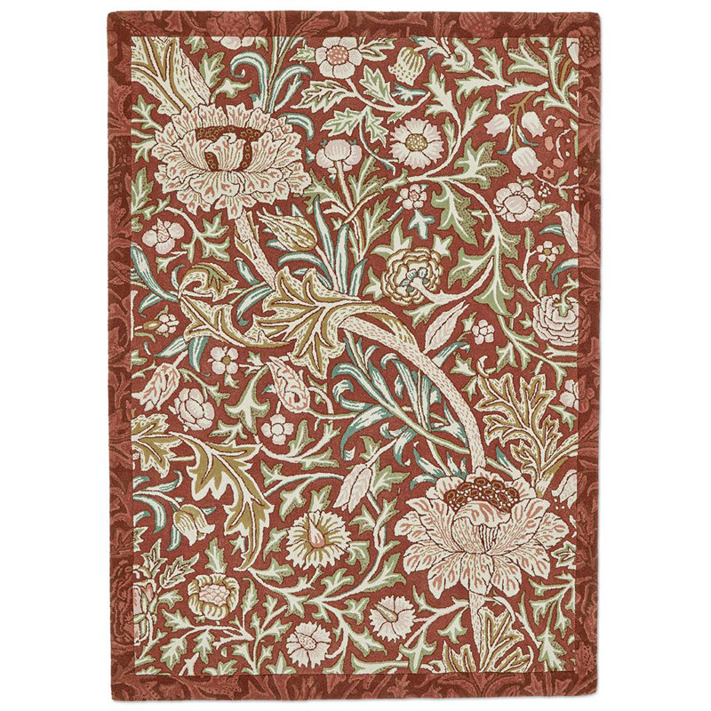 Wool Floral Area Rug, Rectangle 5'7" x 7'10"