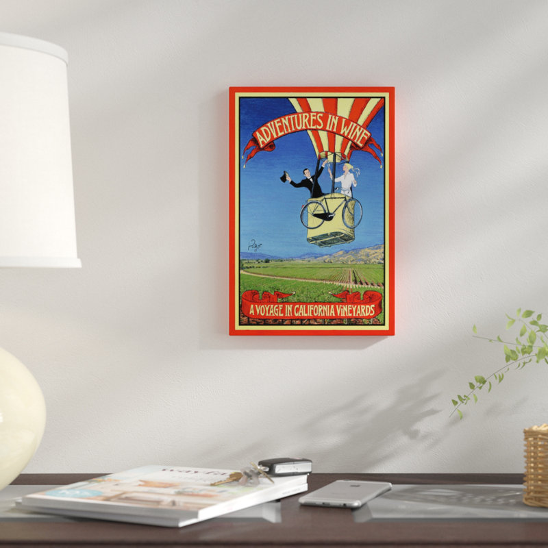 « aventures dans le vin », impression sur toile, H 40 po x l 26 po x P 1,5 po, Toile tendue, Pas de tapis