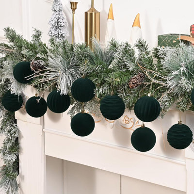 12 boules de Noël en velours rouge, 3,15 pouces d'ornements en velours pour arbre de Noël, boules d'ornement en flocons d'arbre de Noël pour la fête de mariage, décoration suspendue de Noël