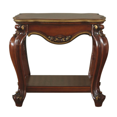 Charmante table de bout en chêne miel avec options de rangement polyvalentes