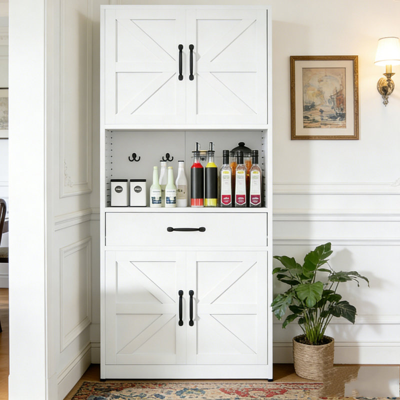 Armoire de rangement 71 po en acier blanc avec grand comptoir