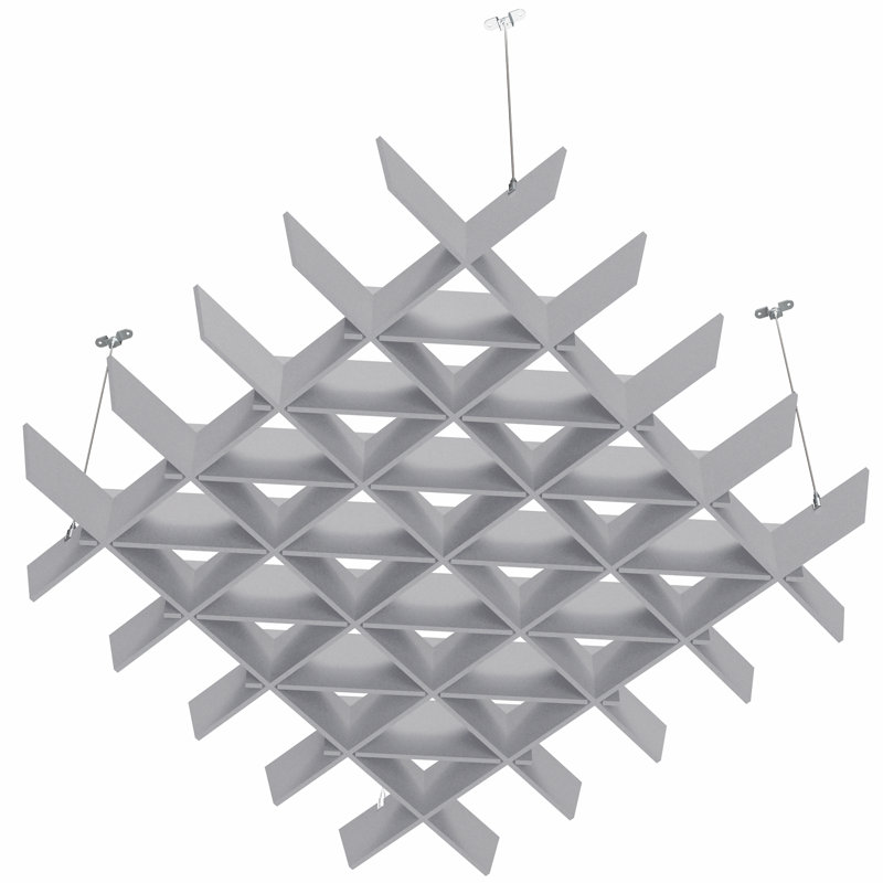 Panneau de gaufres acoustique VIVO, absorbeur de son suspendu 45 po x 45 po, gris clair