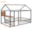 Structure de lit pleine grandeur en métal avec bureau, tablettes, prises de courant et ports USB-165159241