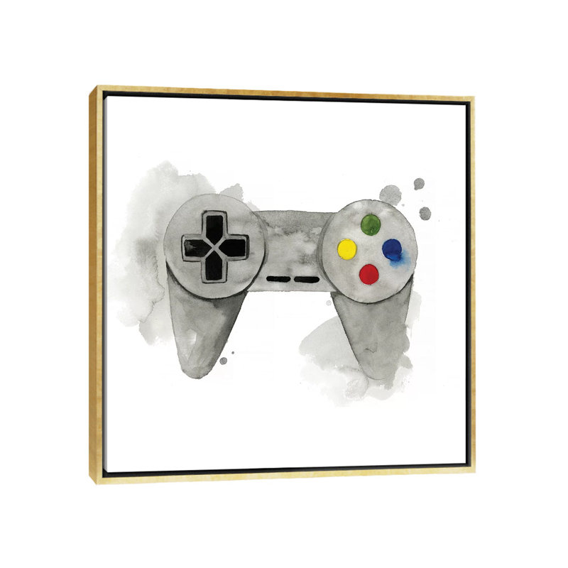 « Gamer III » par Grace Popp-impression d’art graphique, Pas de tapis, Toile encadrée d'or, H 26 po x l 26 po x P 1,5 po