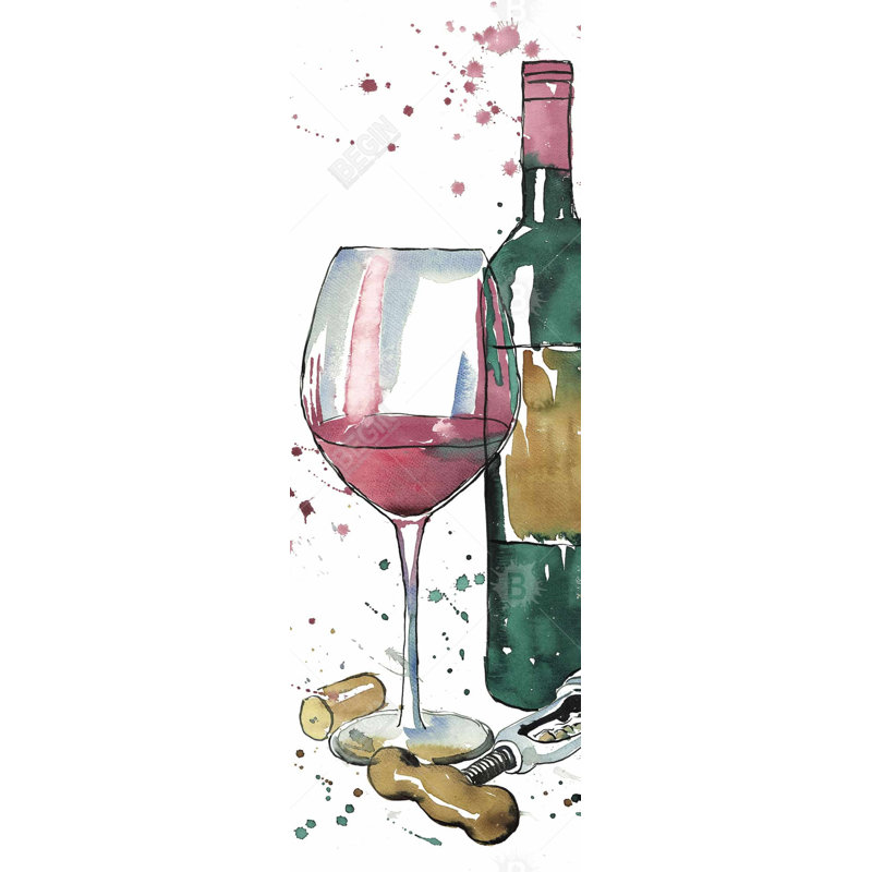 "Bouteille de vin rouge" sur toile, H 20 po x l 60 po