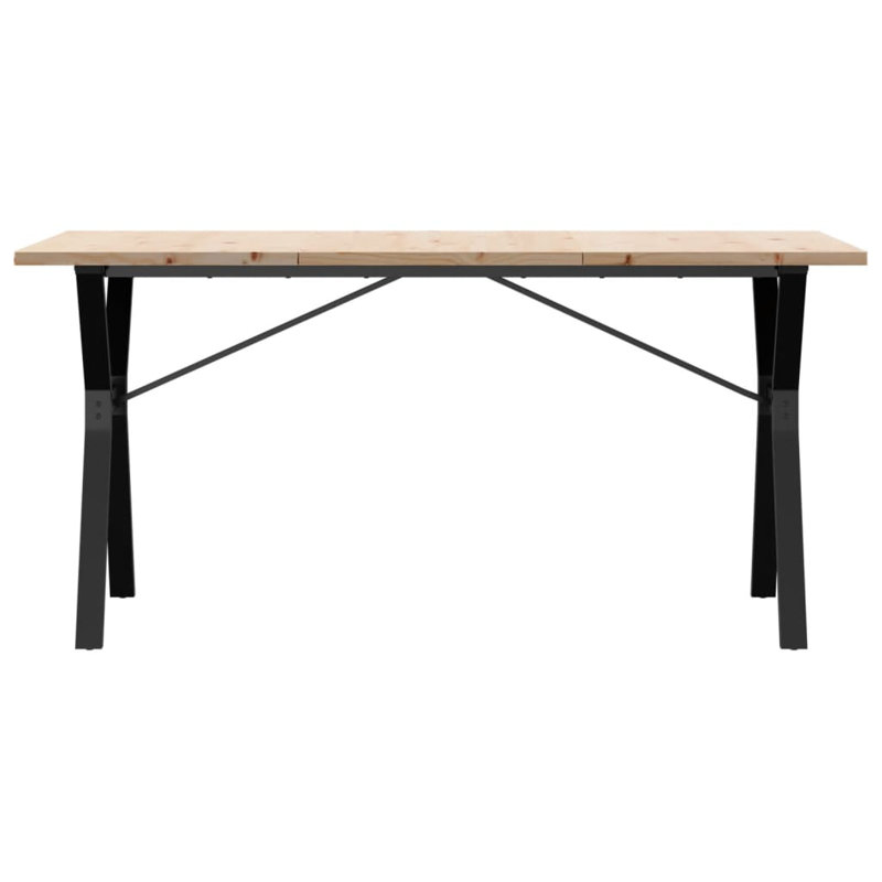vidaXL Dining Table Y-Frame Solid Wood Pine and Steel, 75.5cm H x 160cm L x 80cm W