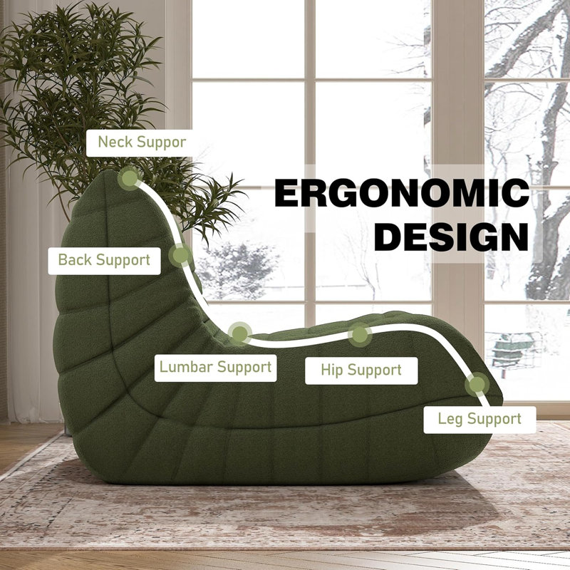 Set Of 2 Bean Bag Chair Sofa Sack Big Beanbag Chair For Adults Fireside Bean Bag Lounger Memory Foam Chair For Home, Apartment Or Gaming Venue(Beige&Green)