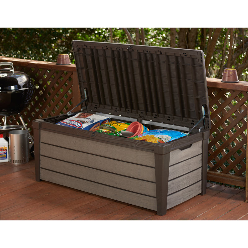 Keter Brown Lockable Plastic Wicker Outdoor Deck Box