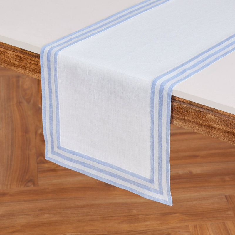 Mila - 100% Pure Linen Table Runner, 90" x 14", Sky Blue