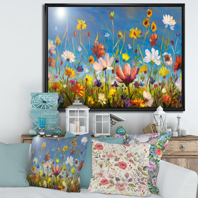 «Daisies and Wildflowers in Summer Garden Field II», peinture sur toile