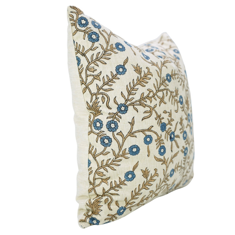 Housse de coussin fabriquée à la main Fab divine - Coussin imprimé pour canapé ou canapé, Shehjan, bleu foncé