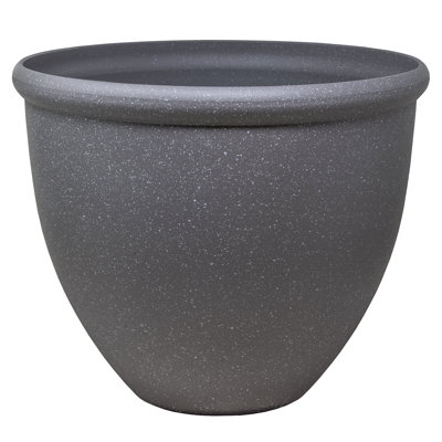  TerraStone Classic Smooth Round Planter, Greystone, 16in