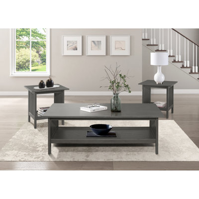 Tables d'appoint gris antique, table en bois transitionnelle classique pour espace de vie et 2 tables de bout, espace de meubles de style