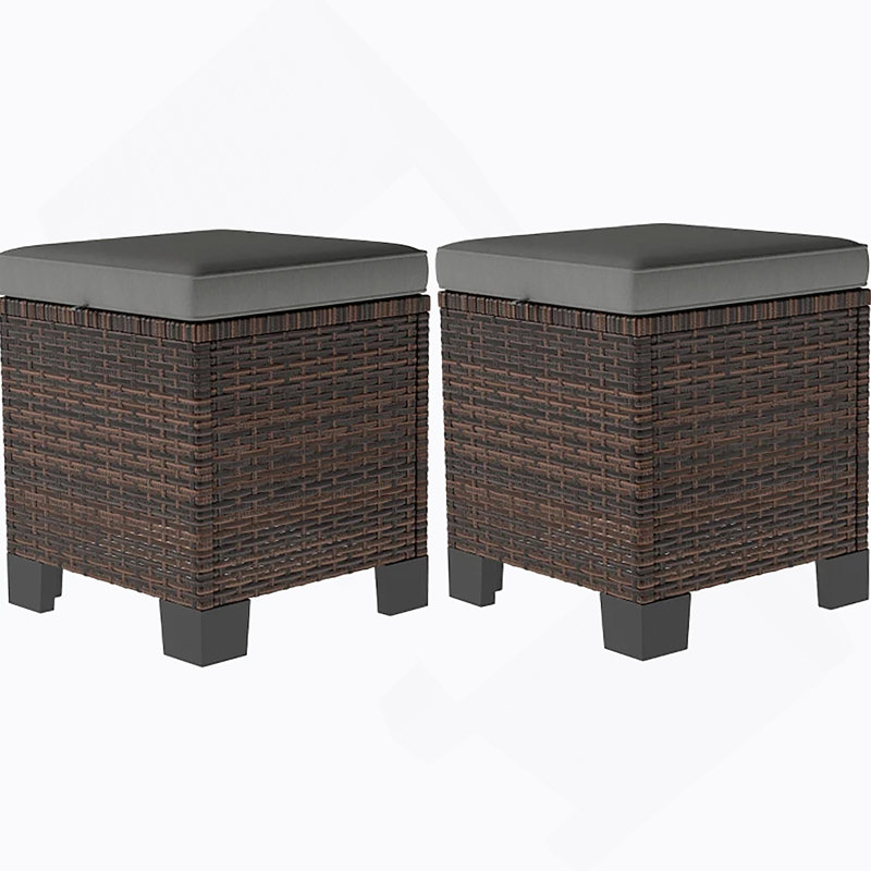 Ensemble de 2 repose-pieds en osier pour repose-pieds, Gris