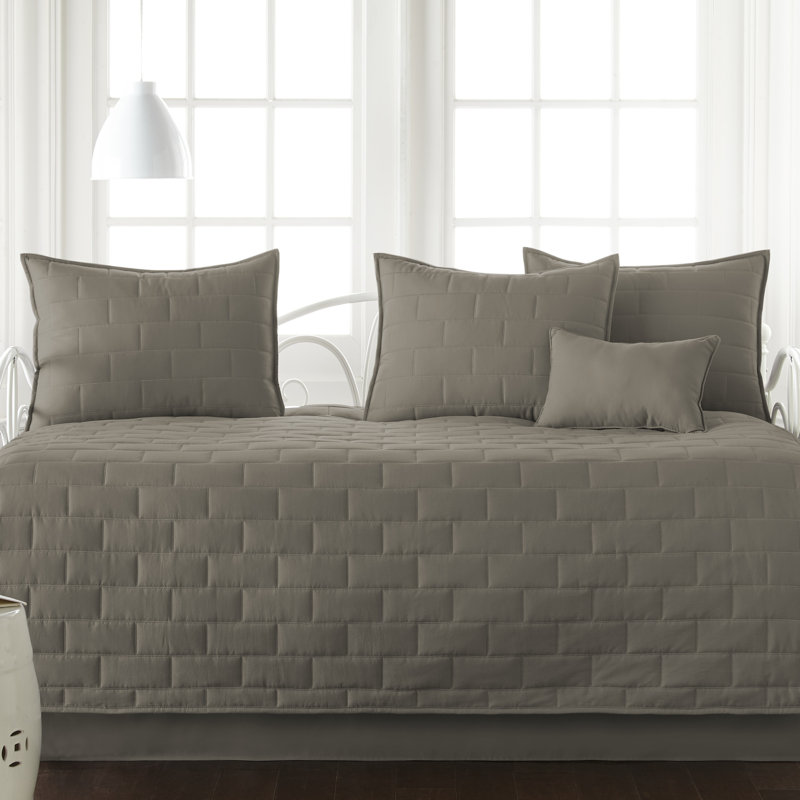 Ensemble de lit de jour 6 pièces en lin taupe foncé de la collection Brickyard Southwest, Taupe foncé