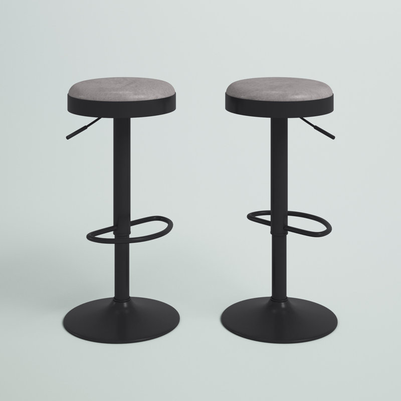 Jaydon Swivel Upholstered Adjustable Height Stool, Vintage Mist Gray