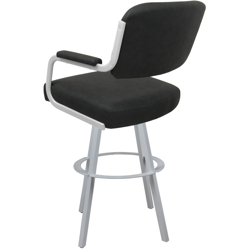 Tabouret de bar pivotant Kambria, Vinyle gris / cadre blanc