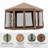 Heavy Duty 13' X 11' Gazebo, Hexagonal Outdoor Canopy Tent. 6 Mesh Sidewalls, Adjustable Height, Strong Steel Frame, Brown. Ideal For Watching Pop Up Tent, Gazebo. Suited Camping & Activities