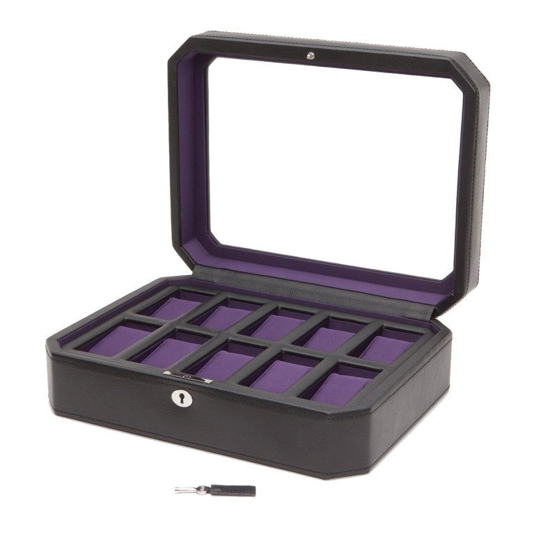 Watch Box + Locking, Black/Purple