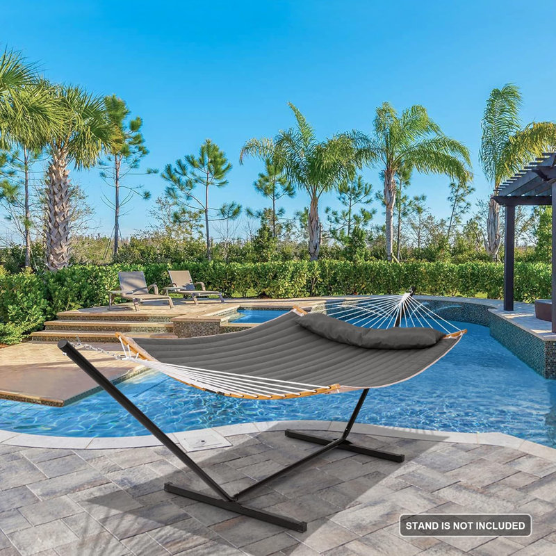 Heavy Duty Portable Double Hammock With Curved Spreader Bar