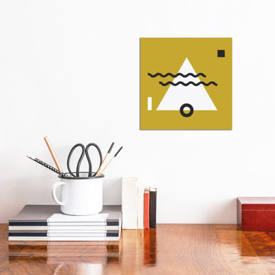 White Triangle & Yellow Square 1 Piece Wrapped Canvas Wall Art