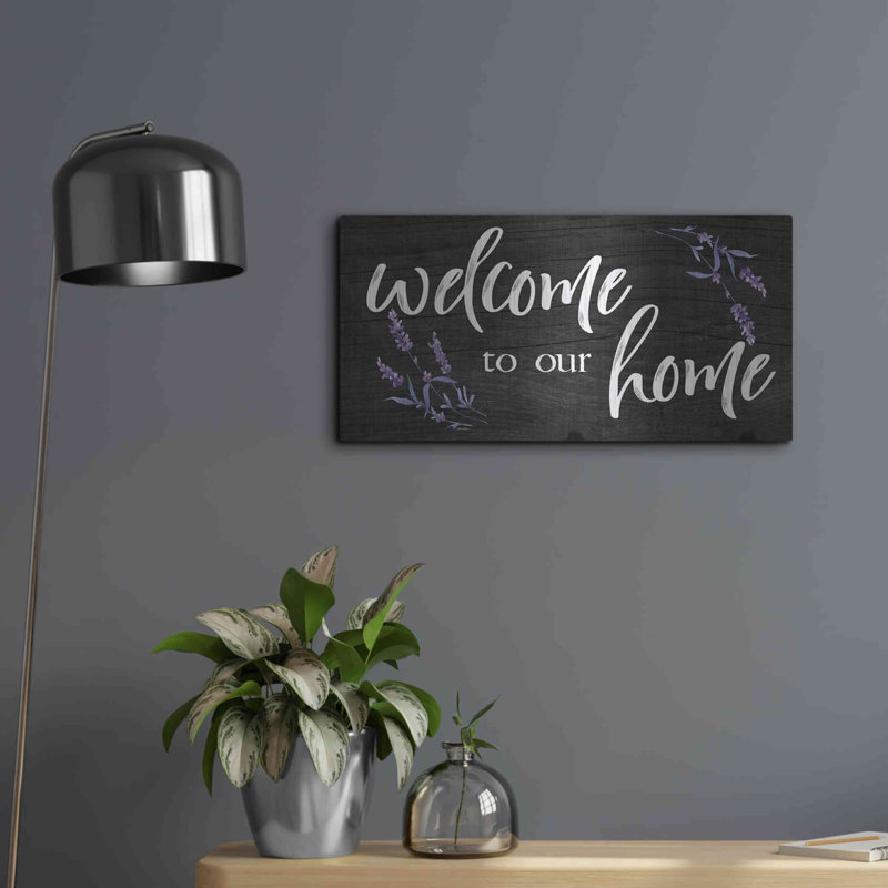 «Welcome to Our Home» par Susie Boyer, art mural en métal, H 12 po x l 24 po