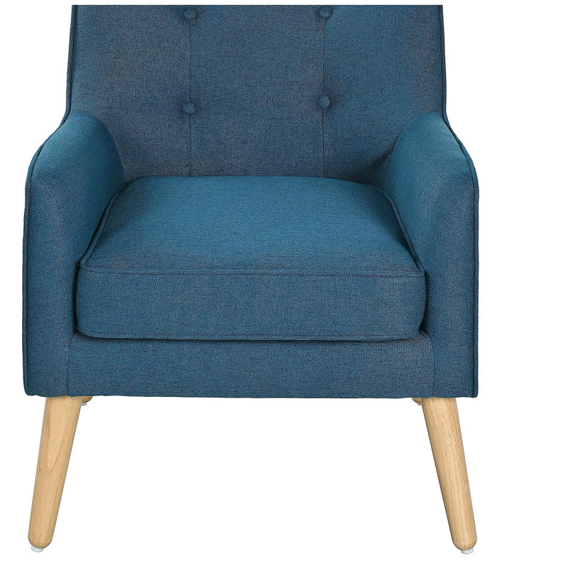 Fauteuil de style Mid-Century moderne - Le tissu classique du dossier matelassé à boutons met en valeur le fauteuil, utilisant des pieds en bois massif, convenant aux salons, aux chambres et aux bureaux - Housse en polyester confortable - Dossier matelassé à boutons classiques et design élancé