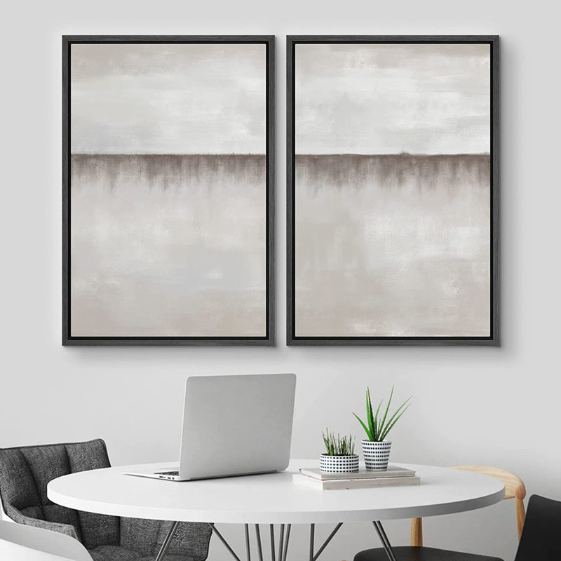 Ensemble de 2 reproductions encadrées sur toile, Noir, H 24 po x l 32 po x P 1,5 po