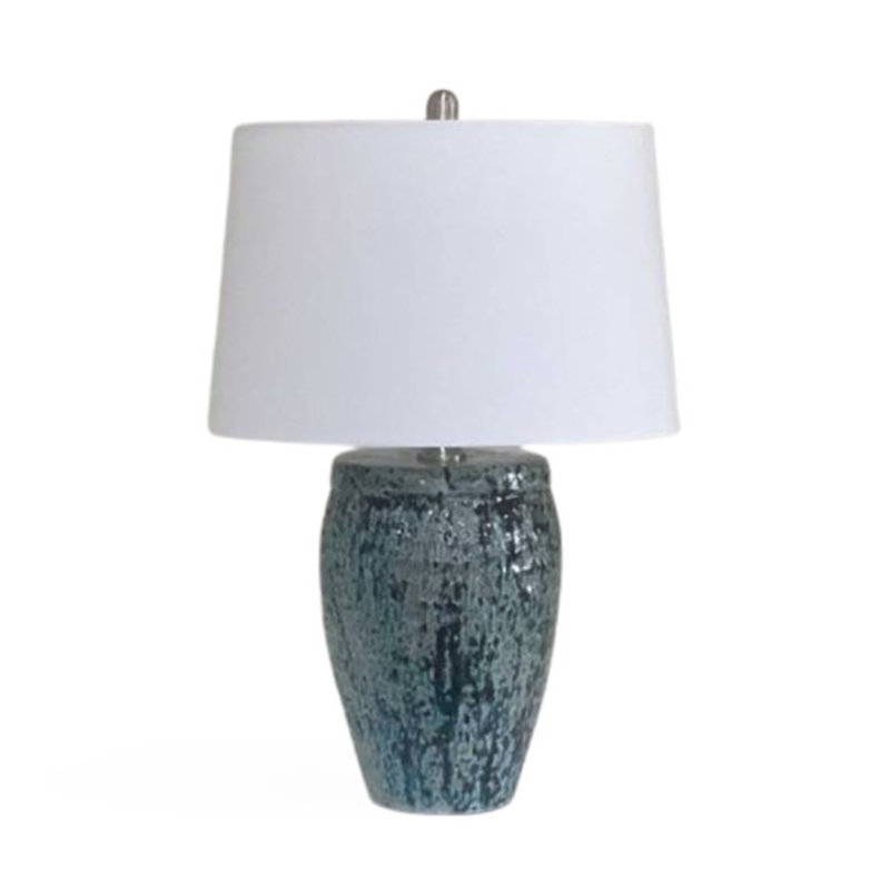 Lampe de table en grès, Vert foncé