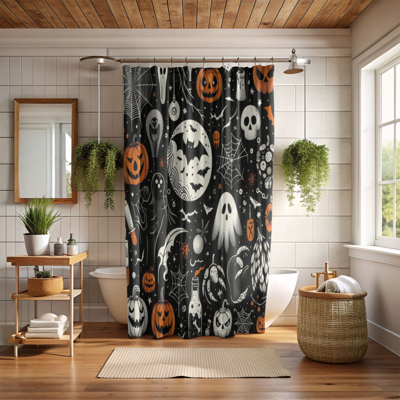 Rideau de douche standard 1 pièce Ghostly, H 74 po x l 40 po