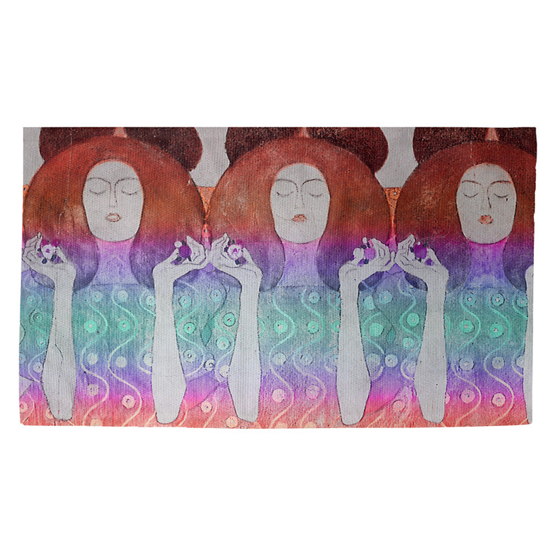 Tapis rouge/bleu ange mariées Magaw, Rectangulaire 3 pi 3 po x 5 pi 3 po