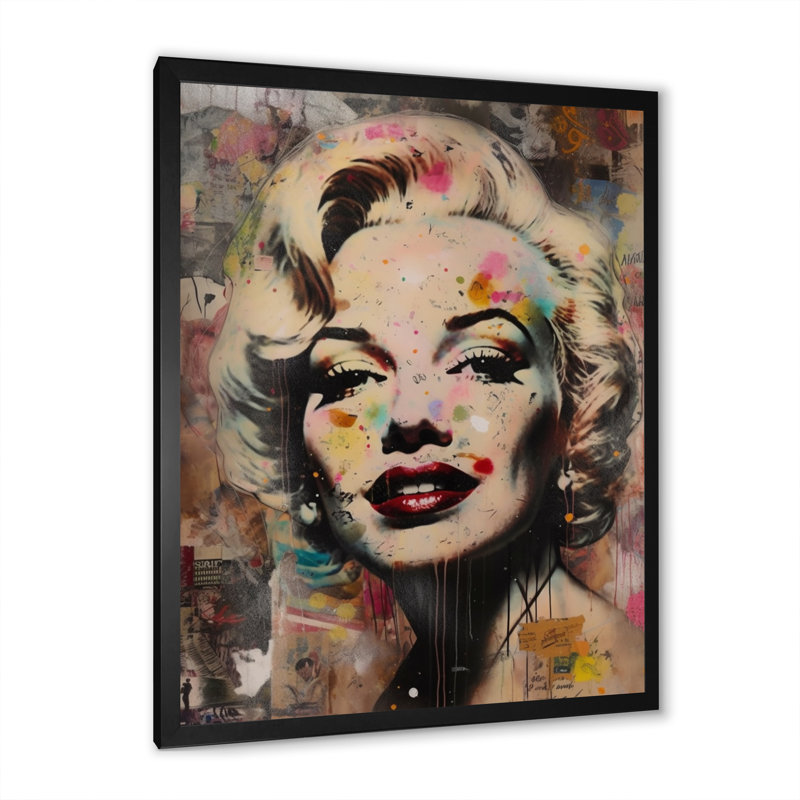 Portrait rétro de Marilyn - impression, H 40 po x l 30 po x P 1,5 po, Cadre photo noir