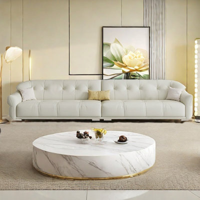 Simple modern straight row cream style sofa