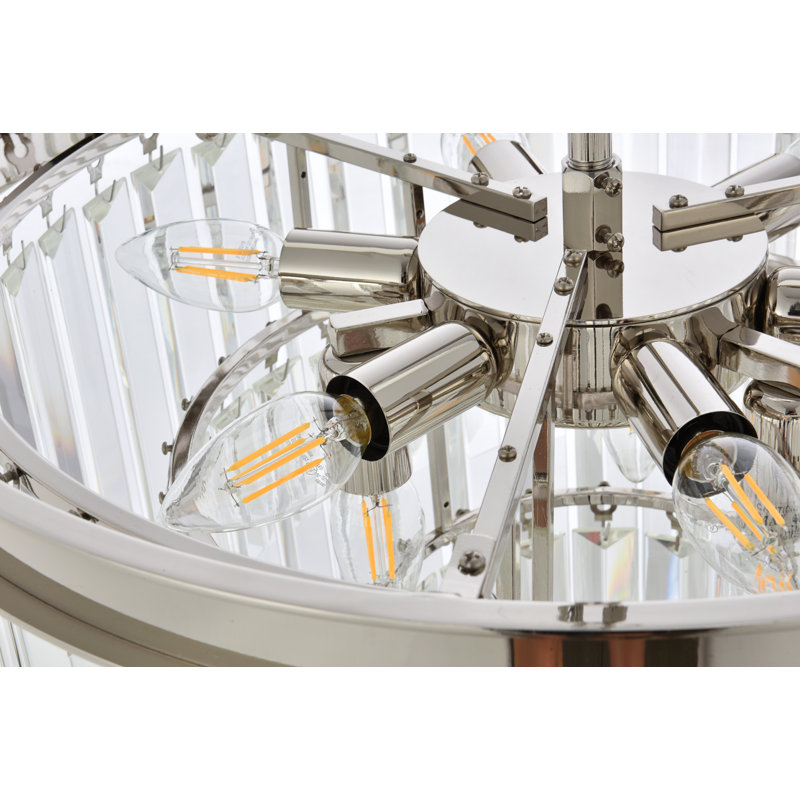 Yazmin 9 - Light Dimmable Tiered Chandelier, Clear, Polished Nickel