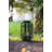 Black Bamboo Woven Cylindrical Lantern With Realistic White Led Candle | 16.3" Tall Boho Coastal Decor