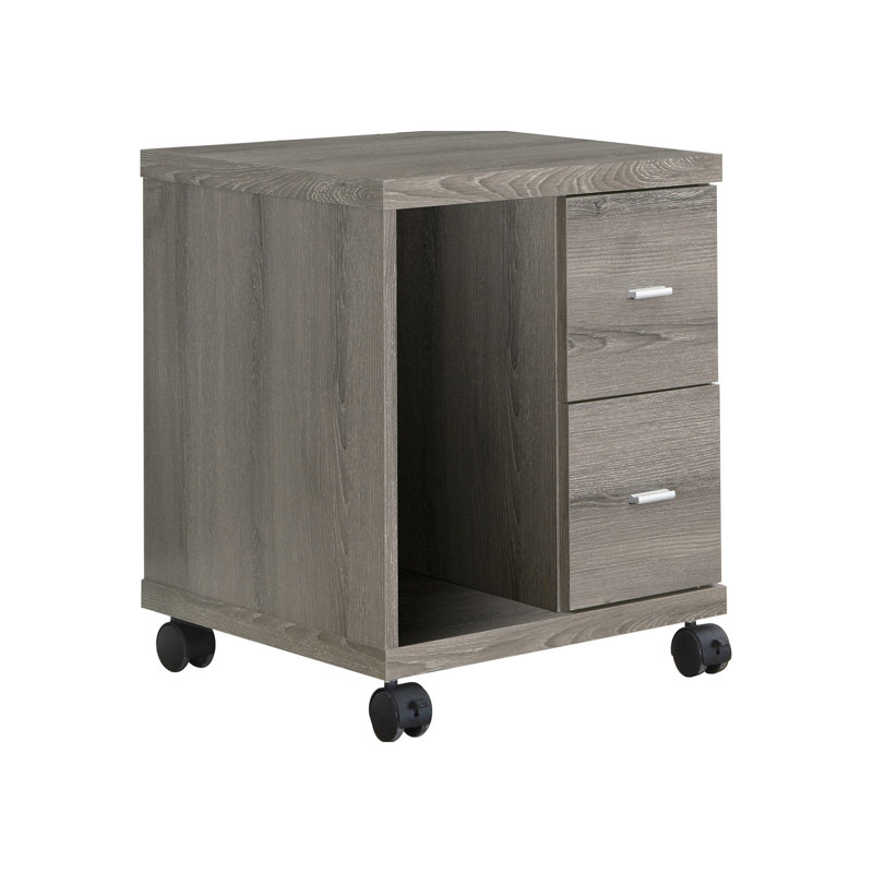 Taupe Office Rolling Chest Cabinet - 2 Compartments And Metal Glides Drawer Laminate Locking System